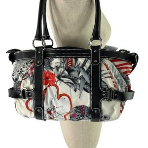 Genuine SALVATORE FERRAGAMO Multicolor Nylon Fiera Print Shoulder Bag Purse